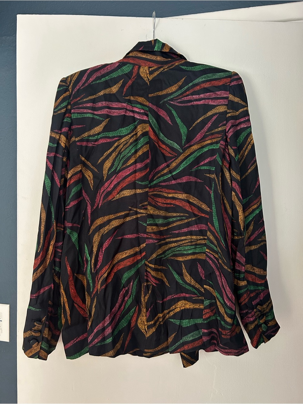 FARM Rio Shinny Blazer with Multicolor Leaf Print M - Picture 3 of 4